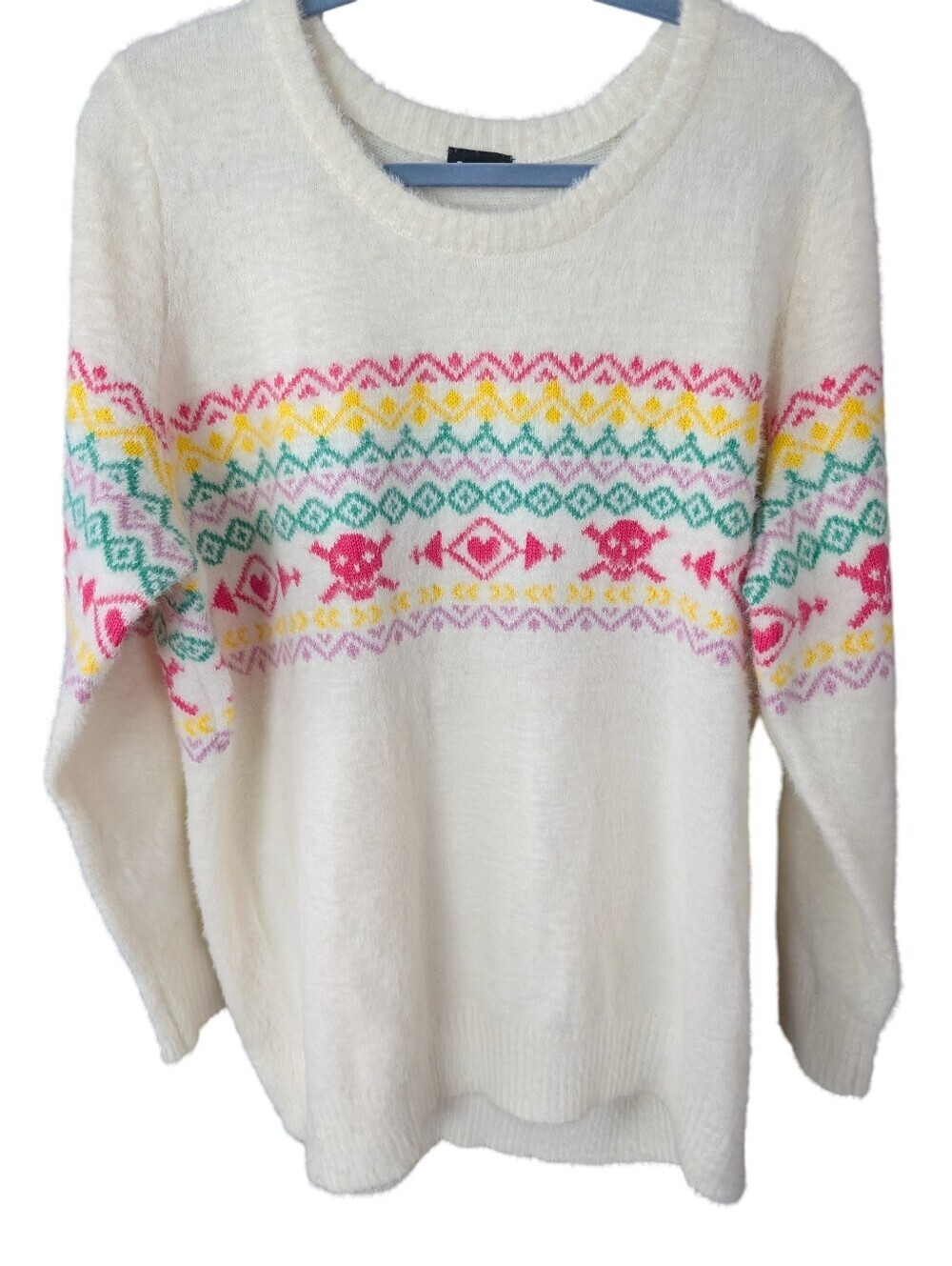 torrid Skull & Crossbones Rainbow Crew Neck